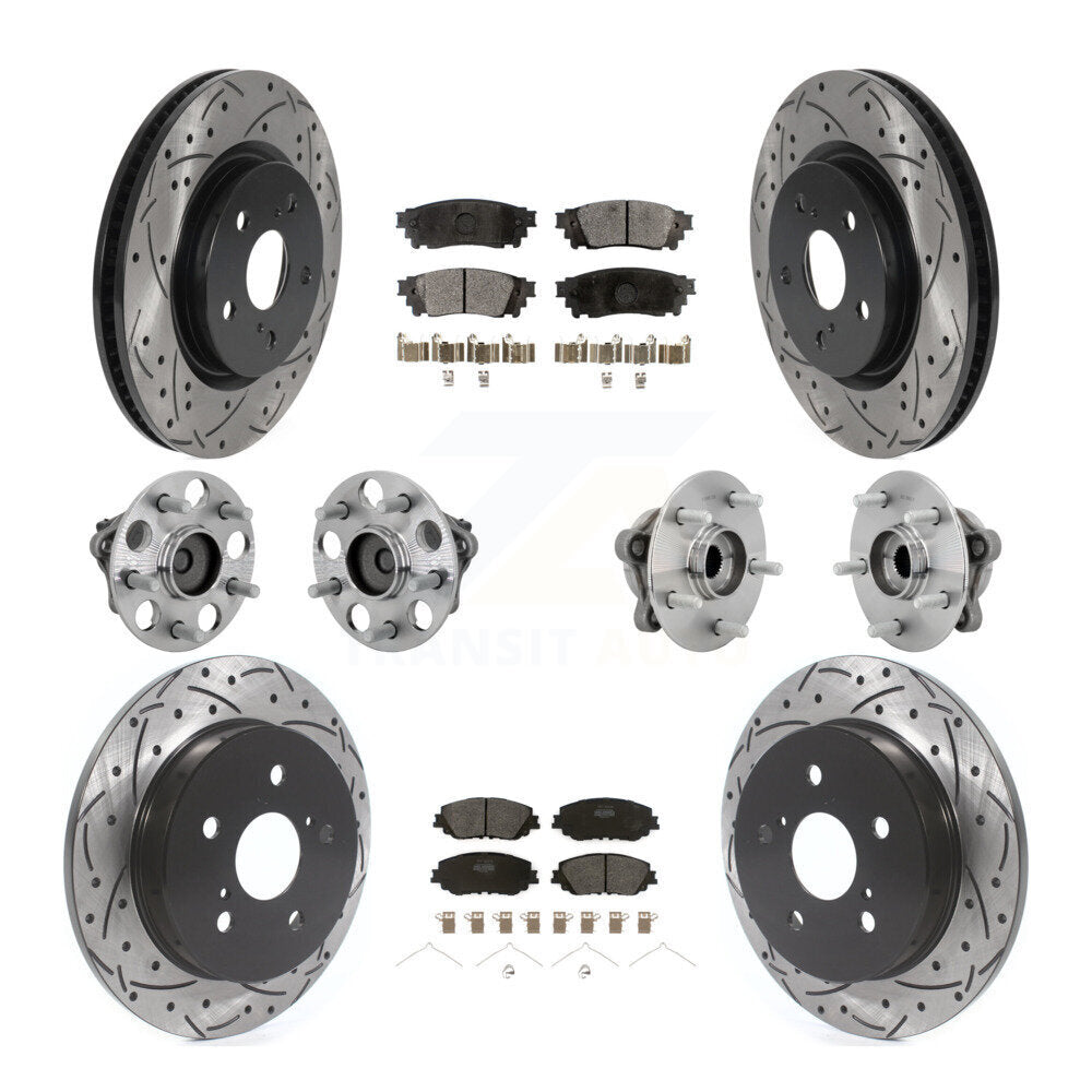 Front Rear Hub Bearings Coated Disc Brake Rotors And Pads Kit (10Pc) For Toyota C-HR KBB-132763