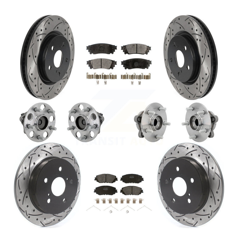 Front Rear Hub Bearings Coated Disc Brake Rotors And Pads Kit (10Pc) For Toyota C-HR KBB-132763