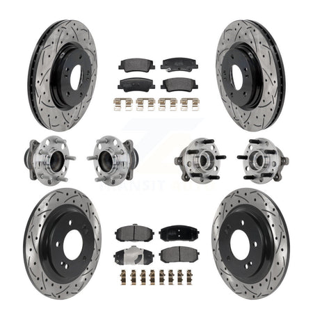 Front Rear Hub Bearing Coated Disc Brake Rotor & Pad Kit (10Pc) For Hyundai Sonata Kia K5 KBB-132764