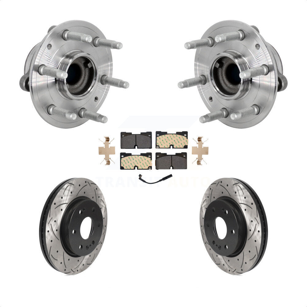 Front Hub Bearing Drill Slot Brake Rotor Pads Kit For Chevrolet GMC Silverado 1500 Sierra KBB-132767