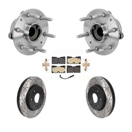 Front Hub Bearing Drill Slot Brake Rotor Pads Kit For Chevrolet GMC Silverado 1500 Sierra KBB-132767