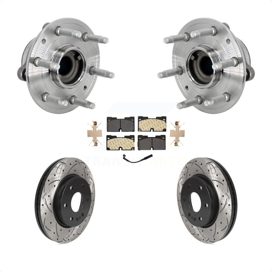 Front Hub Bearing Drill Slot Brake Rotor Pads Kit For Chevrolet GMC Silverado 1500 Sierra KBB-132767