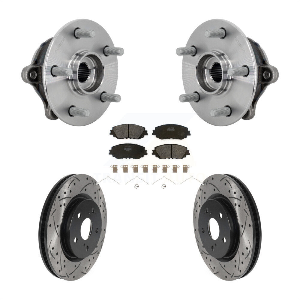 Front Hub Bearing Assembly Coated Drilled Slot Brake Rotor Pads Kit For Toyota RAV4 Venza KBB-132769