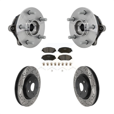 Front Hub Bearing Assembly Coated Drilled Slot Brake Rotor Pads Kit For Toyota RAV4 Venza KBB-132769