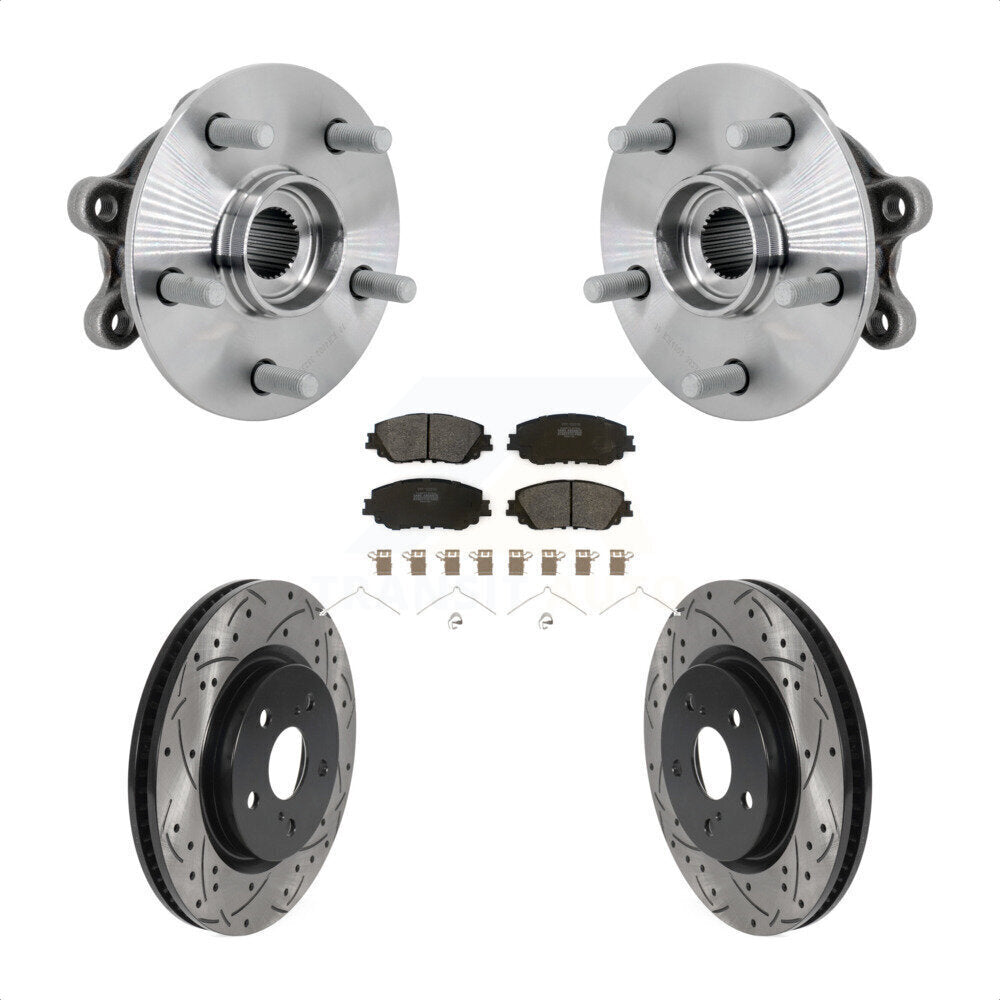 Front Hub Bearing Assembly Coated Drilled Slotted Brake Rotor And Pad Kit For Toyota RAV4 KBB-132770