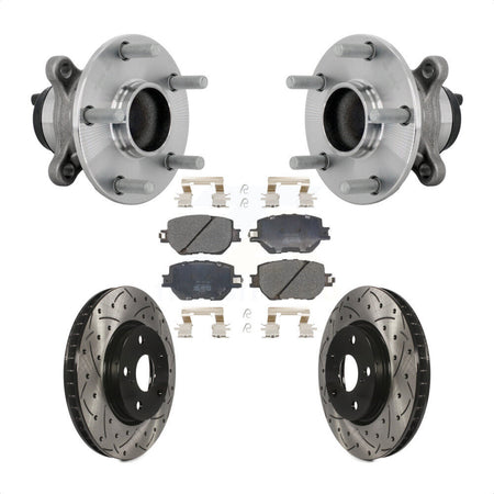 Front Hub Bearing Drill Slot Brake Rotor Pads Kit For Lexus IS250 Without F Sport Package KBB-132772