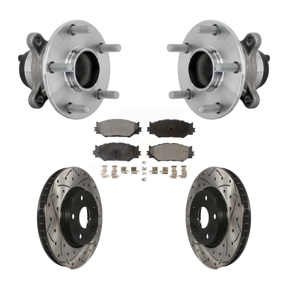 Front Hub Bearing Drill Slot Brake Rotor Pads Kit For 2014-2015 Lexus IS250 Base with RWD KBB-132773