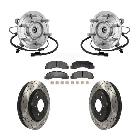 Front Hub Bearing Assembly Drill Slot Brake Rotor Pad Kit For 2018-2020 Ford F-150 Raptor KBB-132774