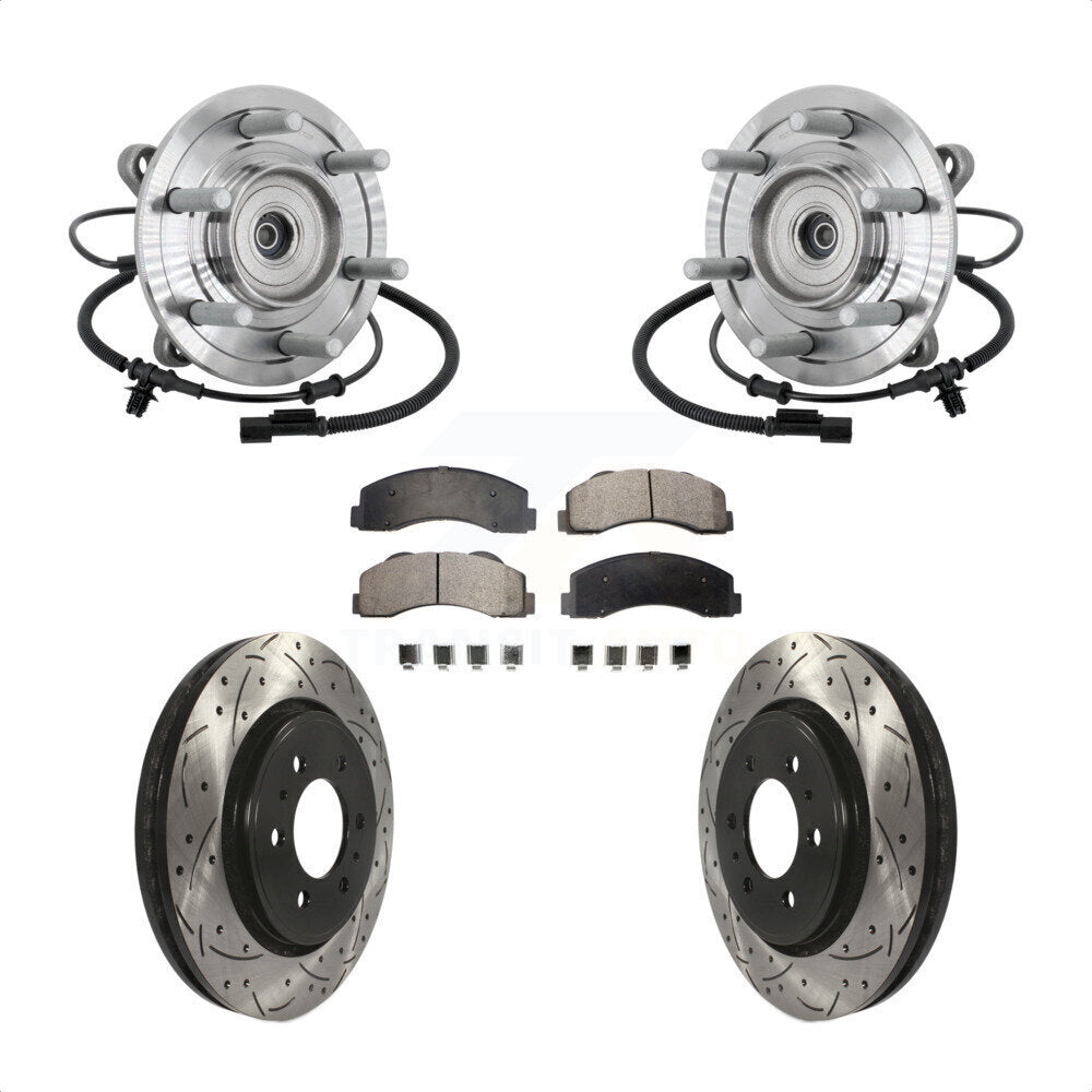 Front Hub Bearing Coat Drill Slot Brake Rotor Pad Kit For 2017 Ford F-150 Raptor with 4WD KBB-132784