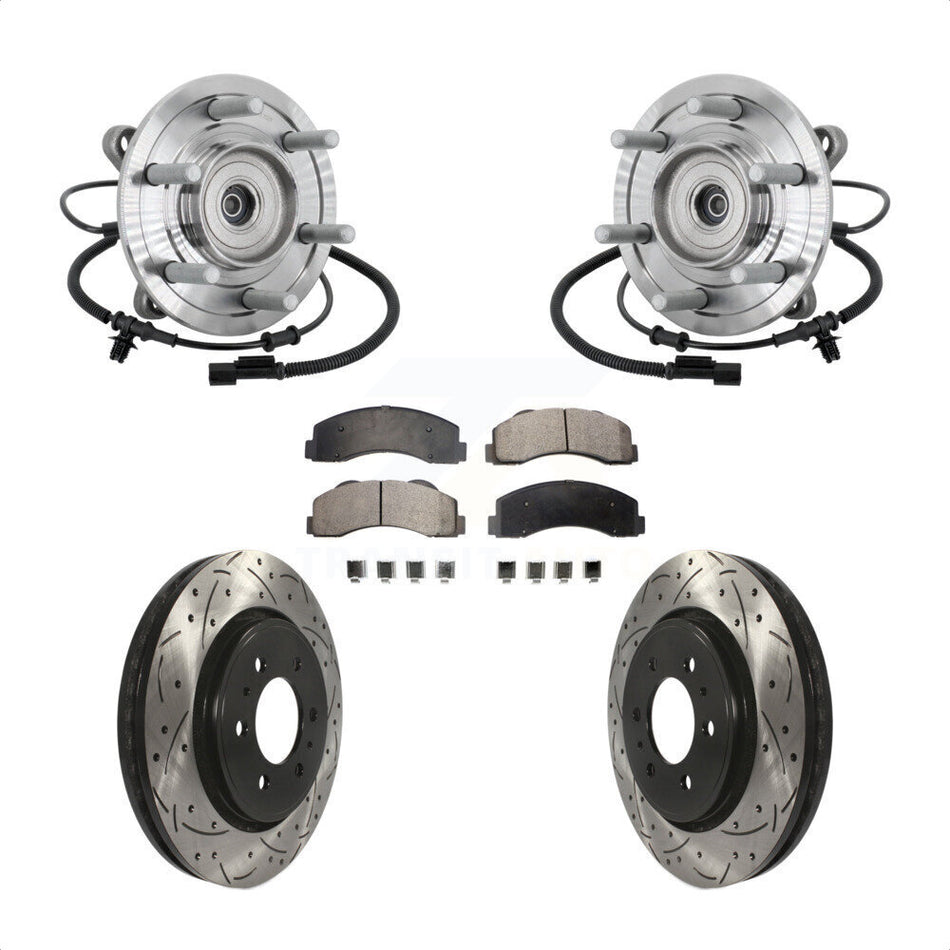 Front Hub Bearing Coat Drill Slot Brake Rotor Pad Kit For 2017 Ford F-150 Raptor with 4WD KBB-132784