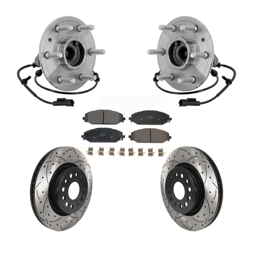 Front Hub Bearing Drill Slot Brake Rotor Pads Kit For Ram 1500 Without 22" Factory Wheels KBB-132785
