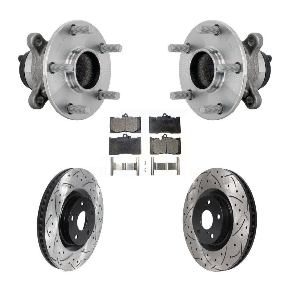 Front Hub Bearing Assembly Drilled Slot Brake Rotor Pads Kit For Lexus IS300 IS350 IS200t KBB-132787