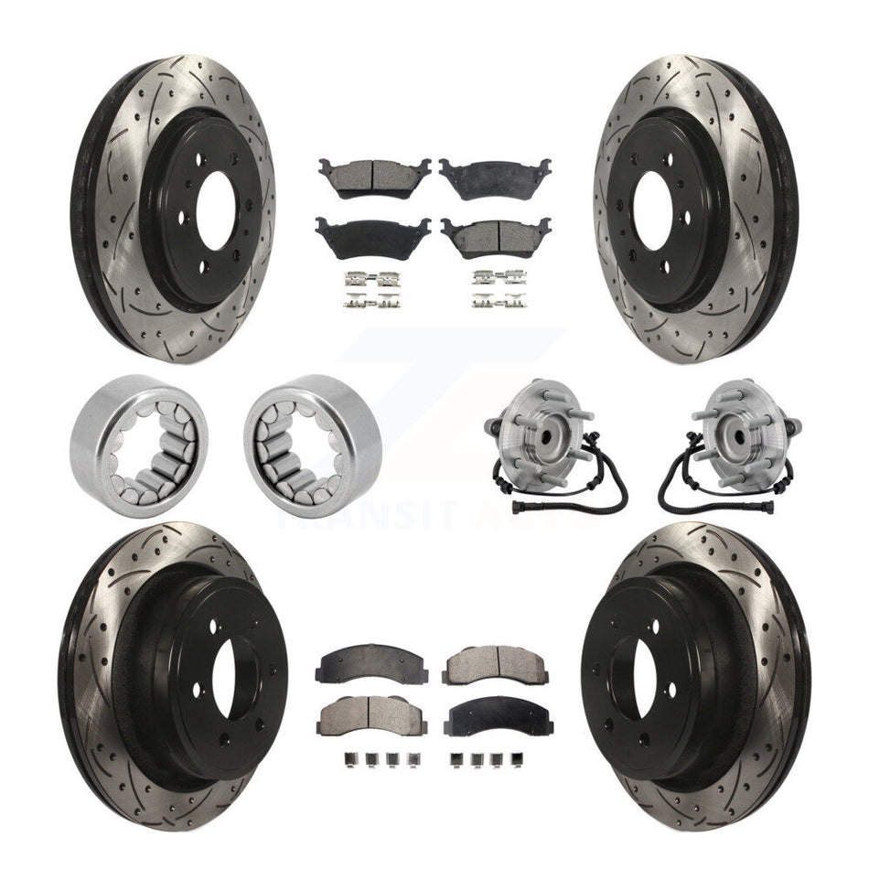 Front Rear Hub Bearing Coat Brake Rotor Pads Shoe Kit (10Pc) For 2015-2017 Ford F-150 RWD KBB-132797
