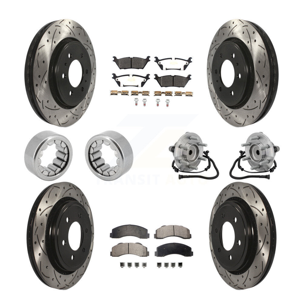 Front Rear Hub Bearing Coat Brake Rotor Pads Shoe Kit (10Pc) For 2015-2017 Ford F-150 RWD KBB-132798