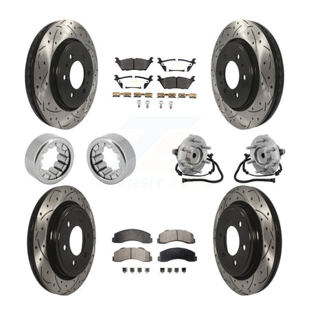 Front Rear Hub Bearing Coat Brake Rotor Pads Shoe Kit (10Pc) For 2015-2017 Ford F-150 RWD KBB-132798