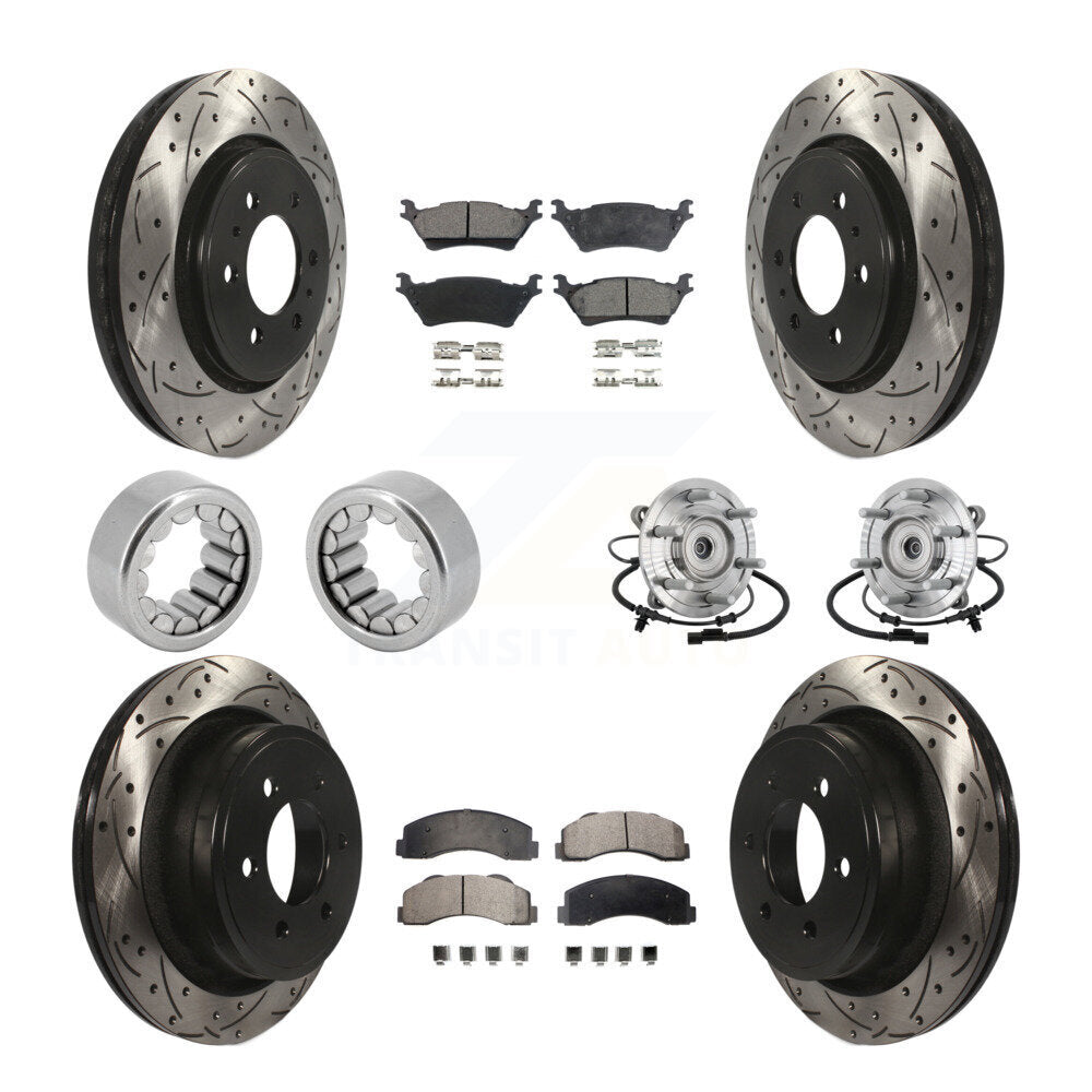 Front Rear Hub Bearings Coated Disc Brake Rotors And Pads Shoes Kit (10Pc) For Ford F-150 KBB-132799