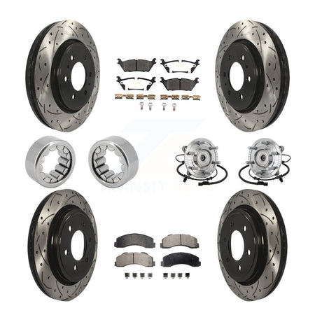 Front Rear Hub Bearings Coated Disc Brake Rotors And Pads Shoes Kit (10Pc) For Ford F-150 KBB-132800