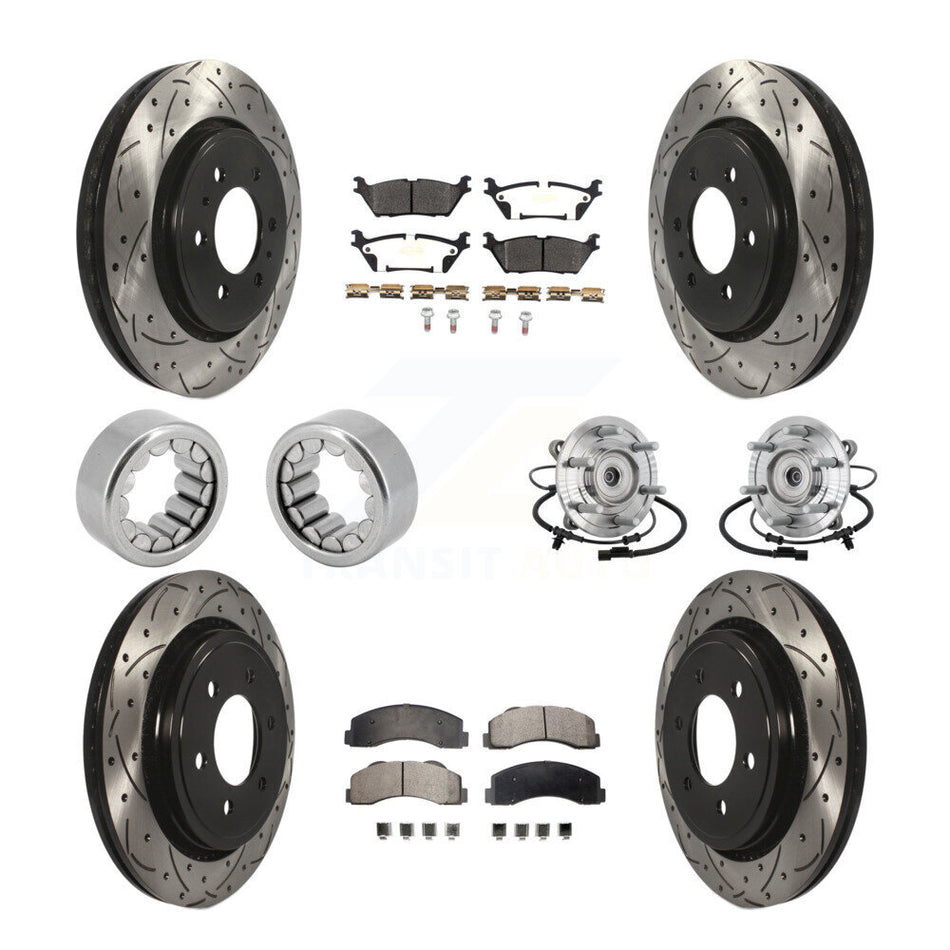 Front Rear Hub Bearings Coated Disc Brake Rotors And Pads Shoes Kit (10Pc) For Ford F-150 KBB-132800
