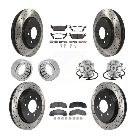 Front Rear Hub Bearing Coated Brake Rotor Pad Shoe Kit (10Pc) For 18-20 Ford F-150 Raptor KBB-132801