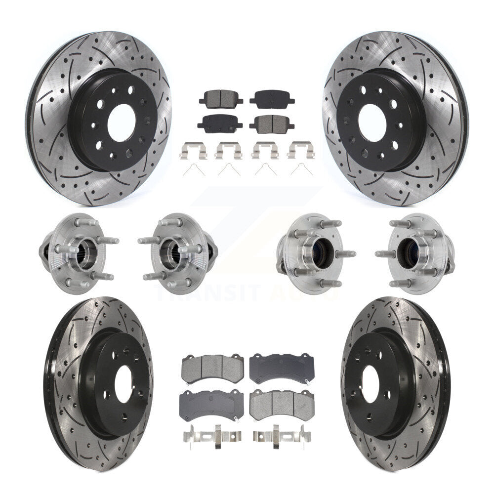 Front Rear Hub Bearing Coated Disc Brake Rotor Pads Kit (10Pc) For Chevrolet Camaro LT LS KBB-132807