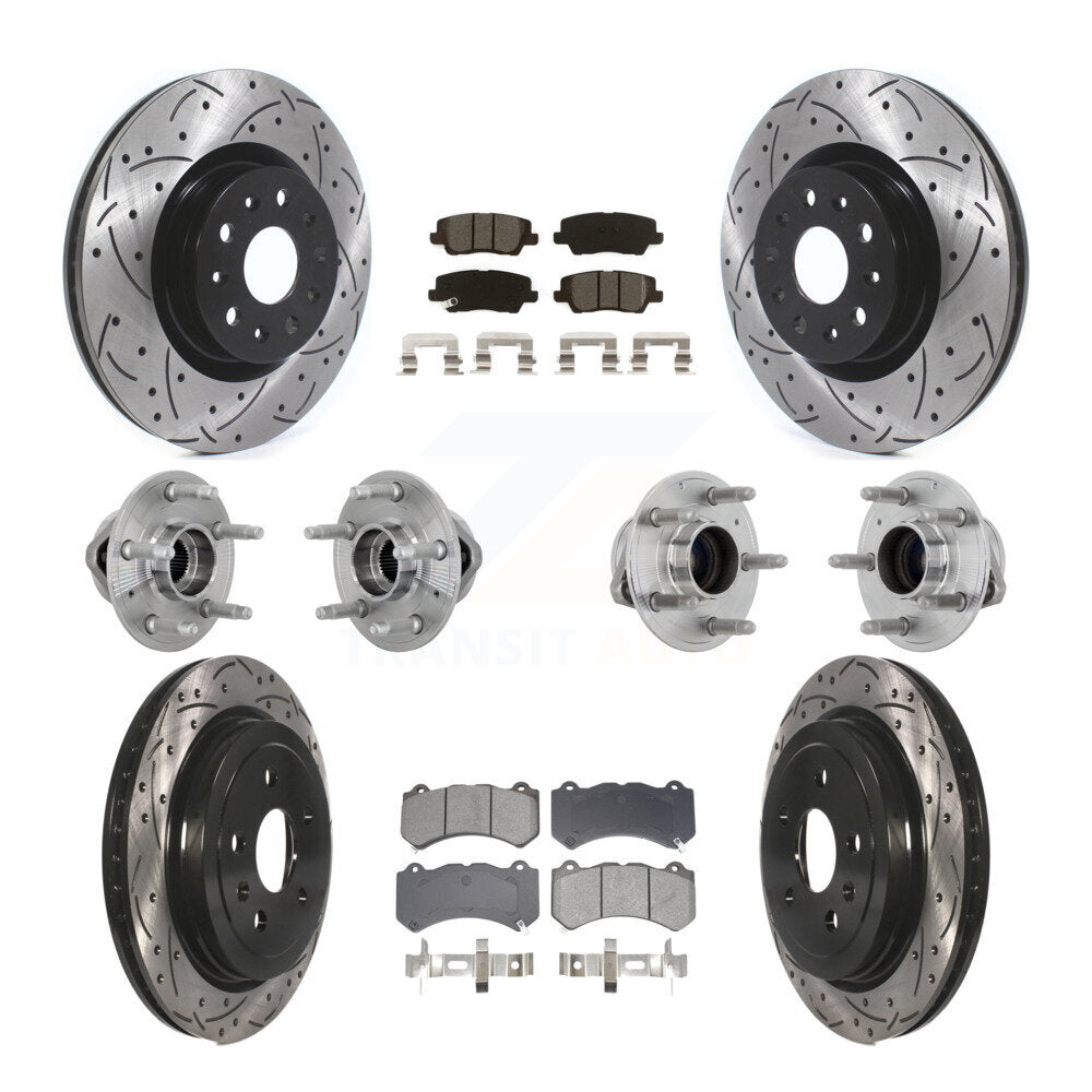 Front Rear Hub Bearings Coated Disc Brake Rotors And Pads Kit (10Pc) For Cadillac CTS KBB-132808