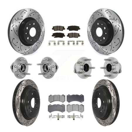 Front Rear Hub Bearings Coated Disc Brake Rotors And Pads Kit (10Pc) For Cadillac CTS KBB-132808