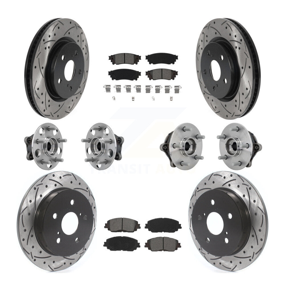 Front Rear Hub Bearing Coated Disc Brake Rotors And Pads Kit (10Pc) For Toyota RAV4 Venza KBB-132811