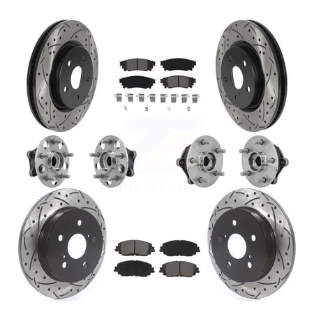 Front Rear Hub Bearing Coated Disc Brake Rotors And Pads Kit (10Pc) For Toyota RAV4 Venza KBB-132811