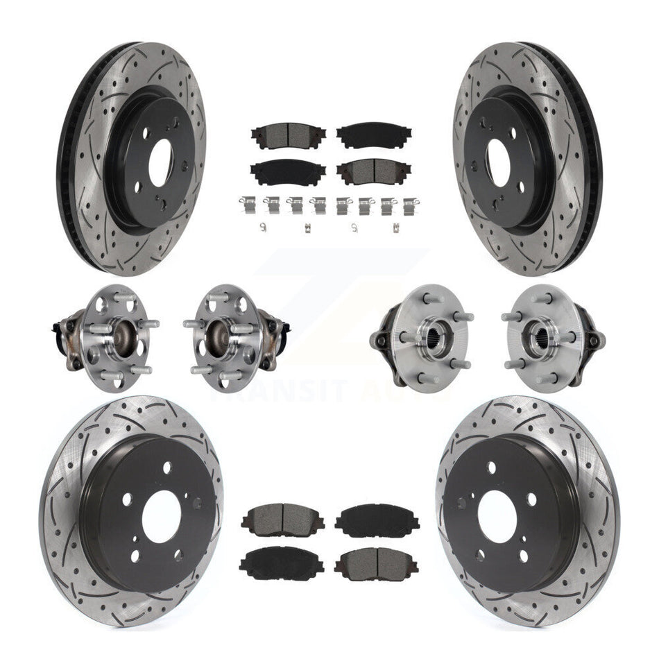 Front Rear Hub Bearings Coated Disc Brake Rotors And Pads Kit (10Pc) For Toyota RAV4 KBB-132812