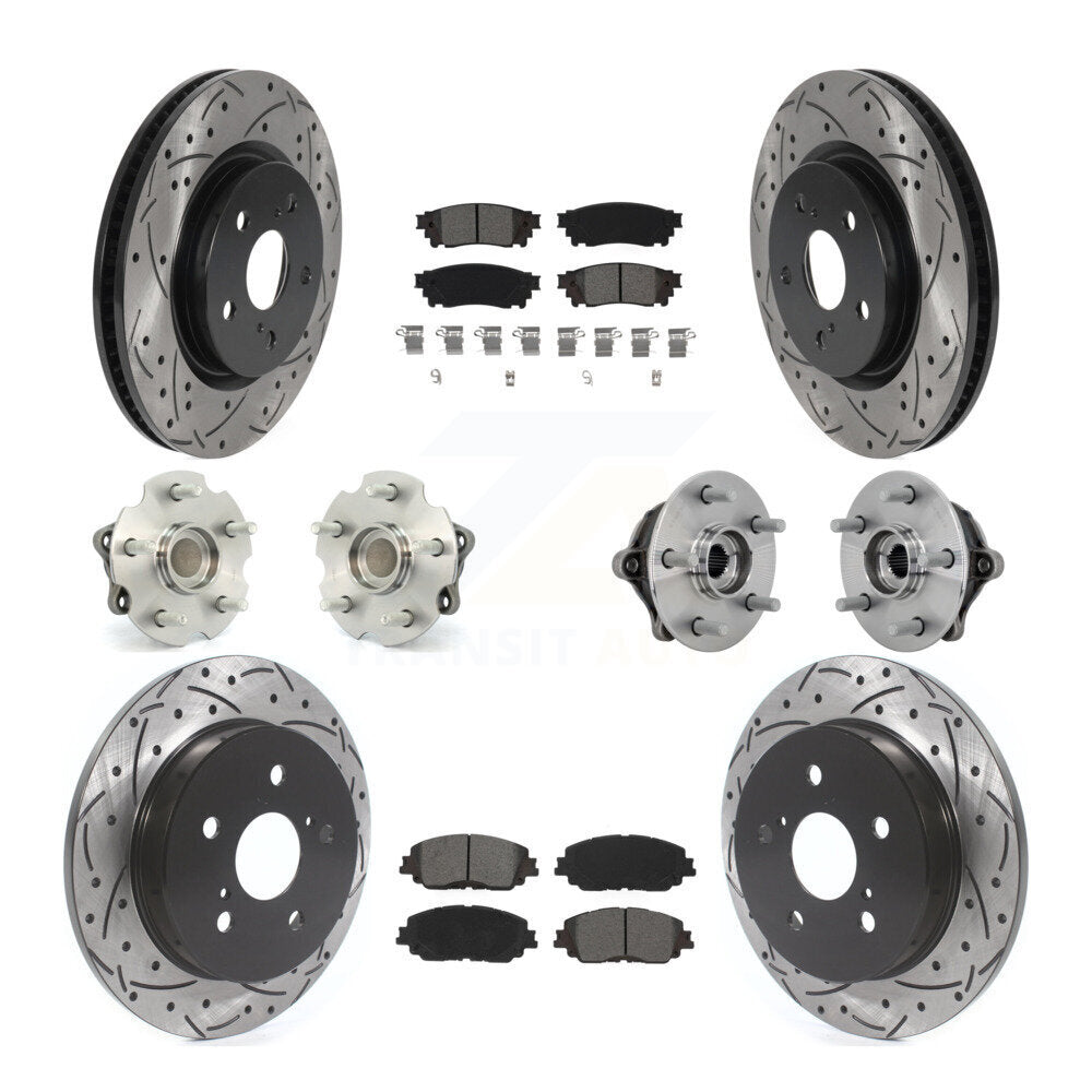Front Rear Hub Bearings Coated Disc Brake Rotors And Pads Kit (10Pc) For Toyota RAV4 KBB-132813