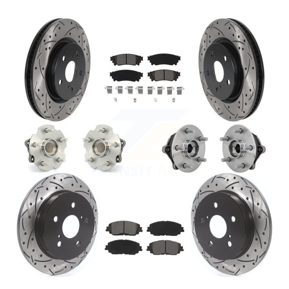 Front Rear Hub Bearings Coated Disc Brake Rotors And Pads Kit (10Pc) For Toyota RAV4 KBB-132813