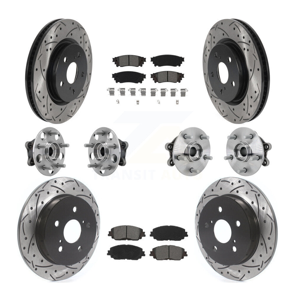 Front Rear Hub Bearings Coated Disc Brake Rotors And Pads Kit (10Pc) For Toyota RAV4 KBB-132814