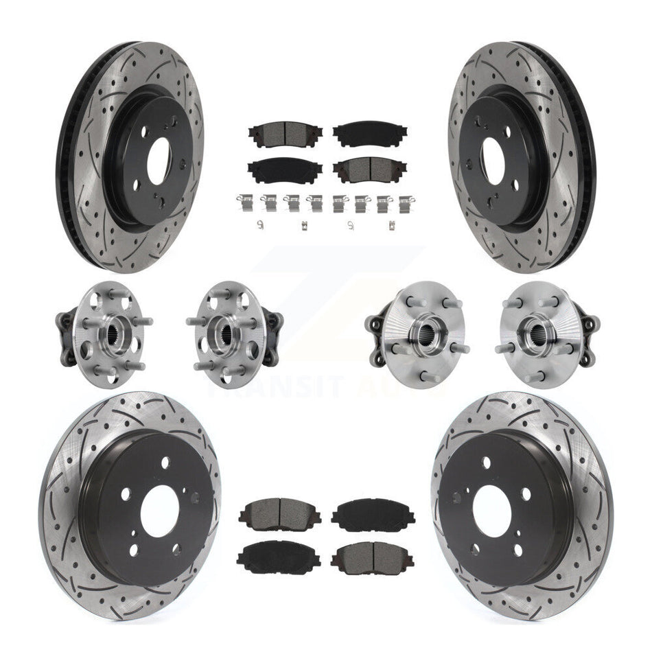 Front Rear Hub Bearings Coated Disc Brake Rotors And Pads Kit (10Pc) For Toyota RAV4 KBB-132814