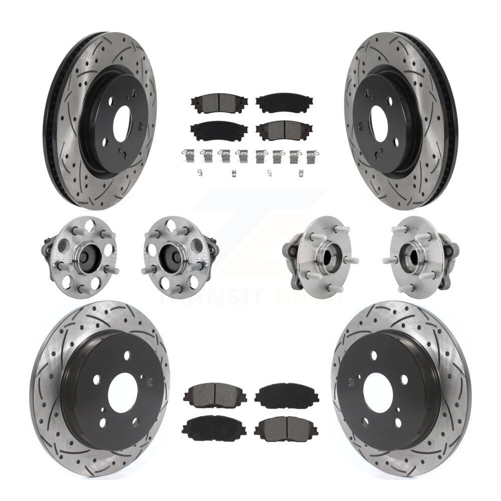 Front Rear Hub Bearings Coated Disc Brake Rotors And Pads Kit (10Pc) For Toyota C-HR KBB-132817