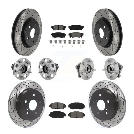 Front Rear Hub Bearings Coated Disc Brake Rotors And Pads Kit (10Pc) For Toyota C-HR KBB-132817