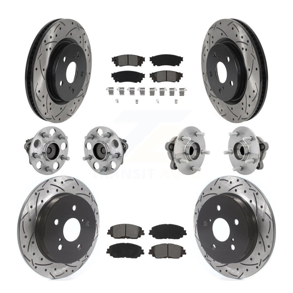 Front Rear Hub Bearings Coated Disc Brake Rotors And Pads Kit (10Pc) For Toyota C-HR KBB-132817