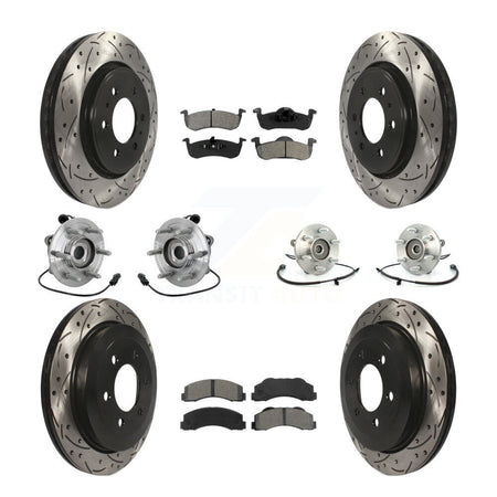 Front Rear Hub Bearing Coated Brake Rotor Pads Kit (10Pc) For Ford Expedition Lincoln 4WD KBB-132820
