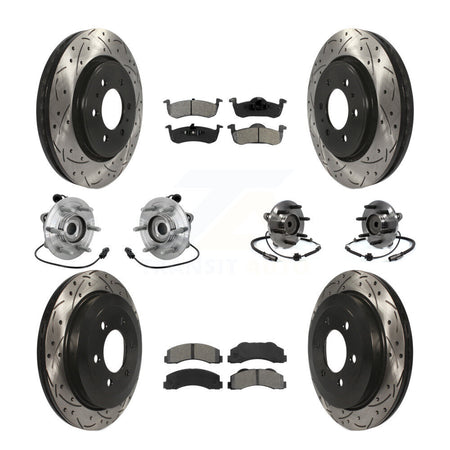 Front Rear Hub Bearing Coated Brake Rotor Pads Kit (10Pc) For Ford Expedition Lincoln RWD KBB-132821