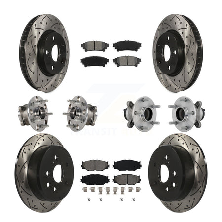 Front Rear Hub Bearing Coated Brake Rotor & Pads Kit (10Pc) For Lexus IS250 Base with RWD KBB-132824