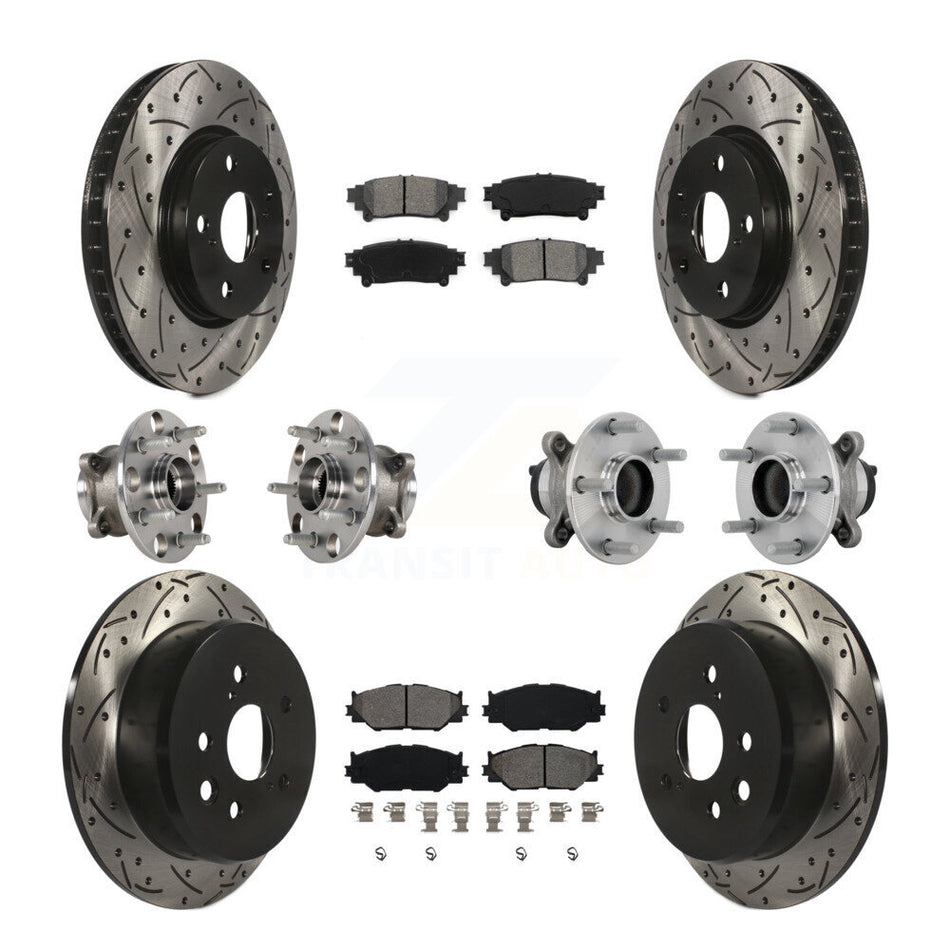 Front Rear Hub Bearing Coated Brake Rotor & Pads Kit (10Pc) For Lexus IS250 Base with RWD KBB-132824