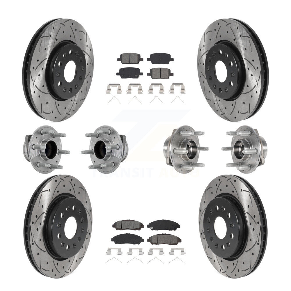 Front Rear Hub Bearing Coat Brake Rotor Pads Kit (10Pc) For Chevrolet Traverse GMC Acadia KBB-132825