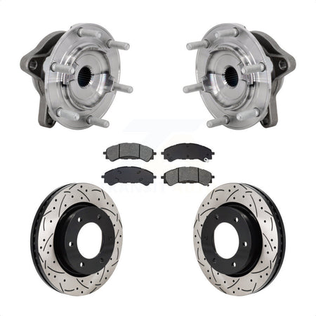 Front Hub Bearing Assembly Drilled Slot Brake Rotor Pad Kit For 2019-2023 Ford Ranger 4WD KBB-132829