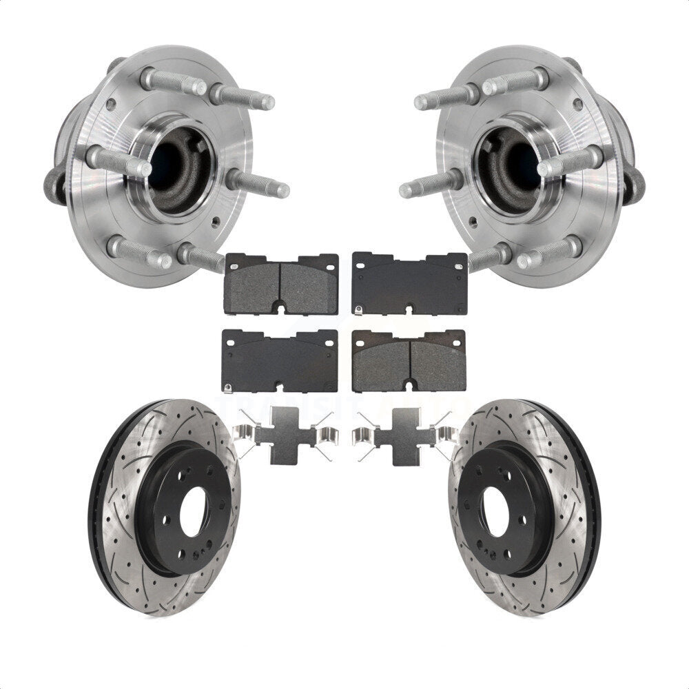 Front Hub Bearing Drill Slot Brake Rotor Pads Kit For Chevrolet GMC Silverado 1500 Sierra KBB-132830