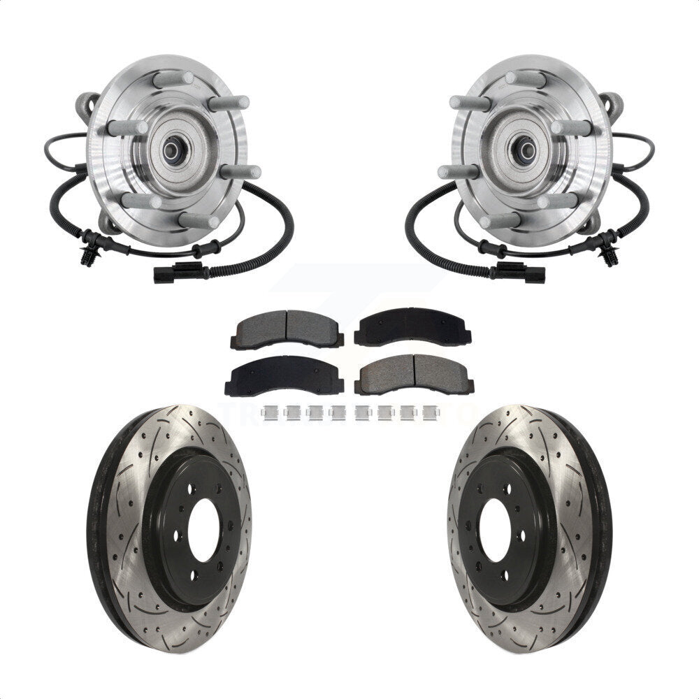Front Hub Bearing Assembly Drill Slot Brake Rotor Pad Kit For 2018-2020 Ford F-150 Raptor KBB-132831