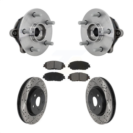 Front Hub Bearing Assembly Coated Drilled Slot Brake Rotor Pads Kit For Toyota RAV4 Venza KBB-132832