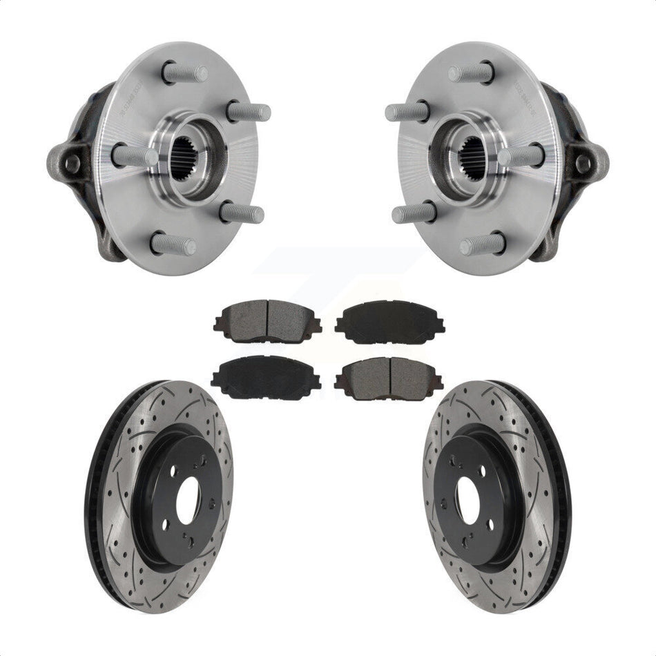 Front Hub Bearing Assembly Coated Drilled Slot Brake Rotor Pads Kit For Toyota RAV4 Venza KBB-132832