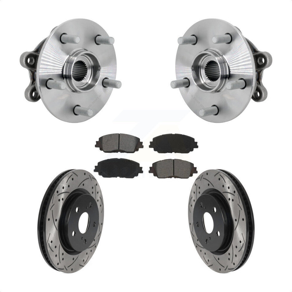 Front Hub Bearing Assembly Coated Drilled Slotted Brake Rotor And Pad Kit For Toyota RAV4 KBB-132833