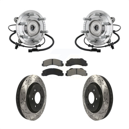 Front Hub Bearing Coat Drill Slot Brake Rotor Pad Kit For 2017 Ford F-150 Raptor with 4WD KBB-132837