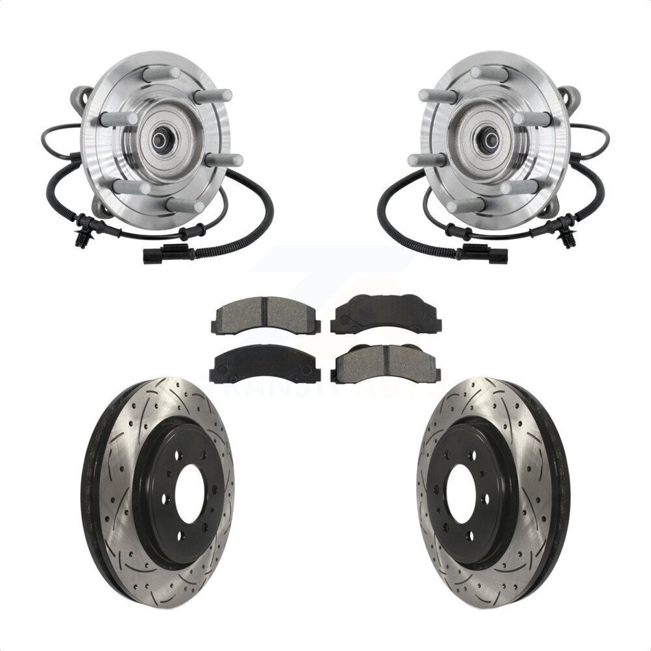 Front Hub Bearing Coat Drill Slot Brake Rotor Pad Kit For 2017 Ford F-150 Raptor with 4WD KBB-132837