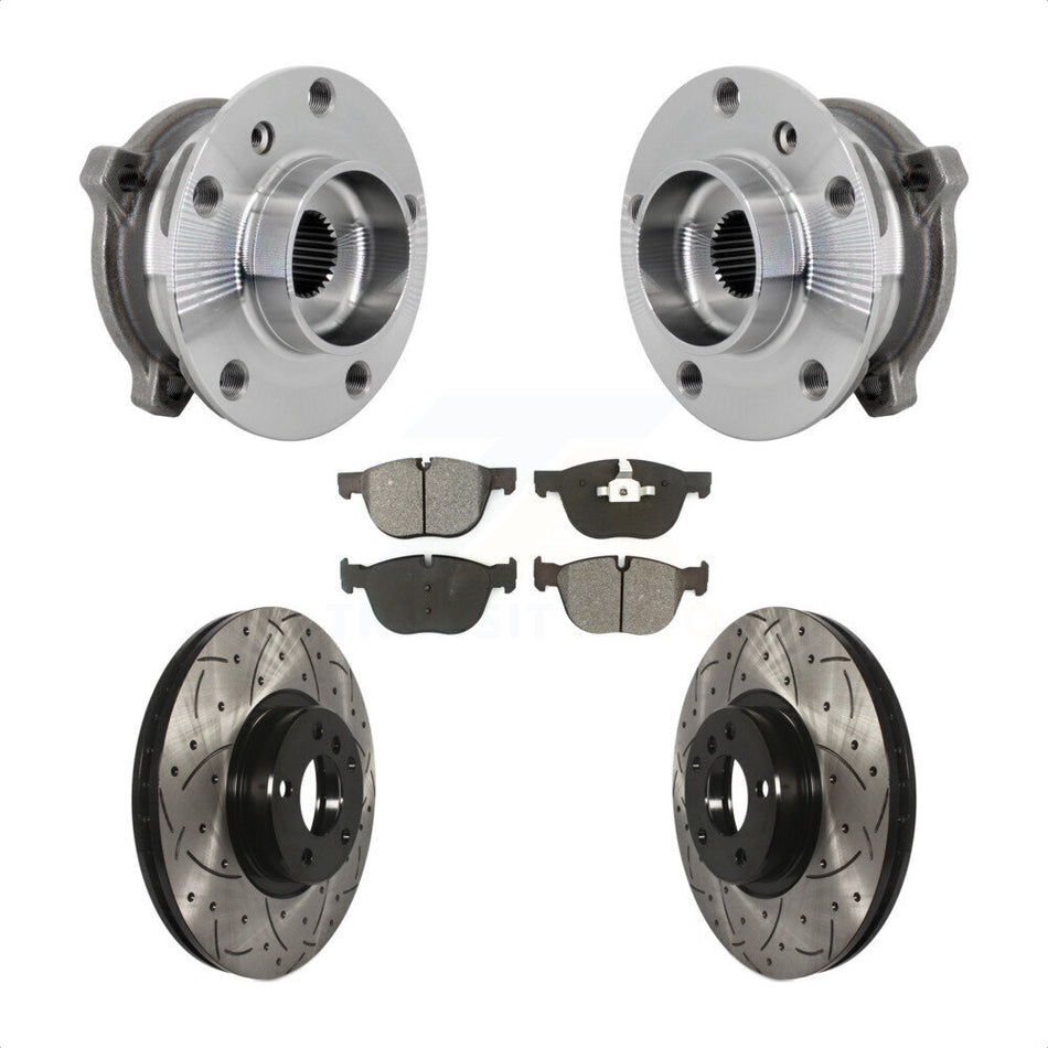 Front Hub Bearing Assembly Drill Slot Brake Rotor Pad Kit For BMW X5 X6 M12 x 1.25 Thread KBB-132840